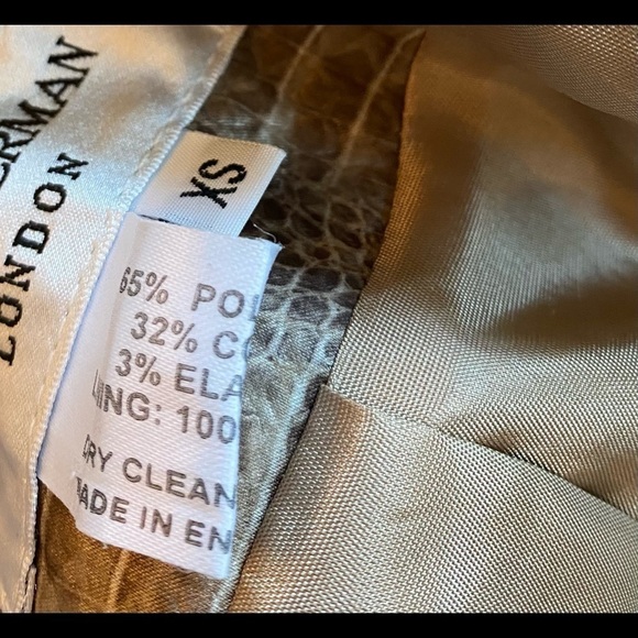 Helene Berman Python Print Tan Trench Coat Anthropologie size XS - Picture 10 of 11